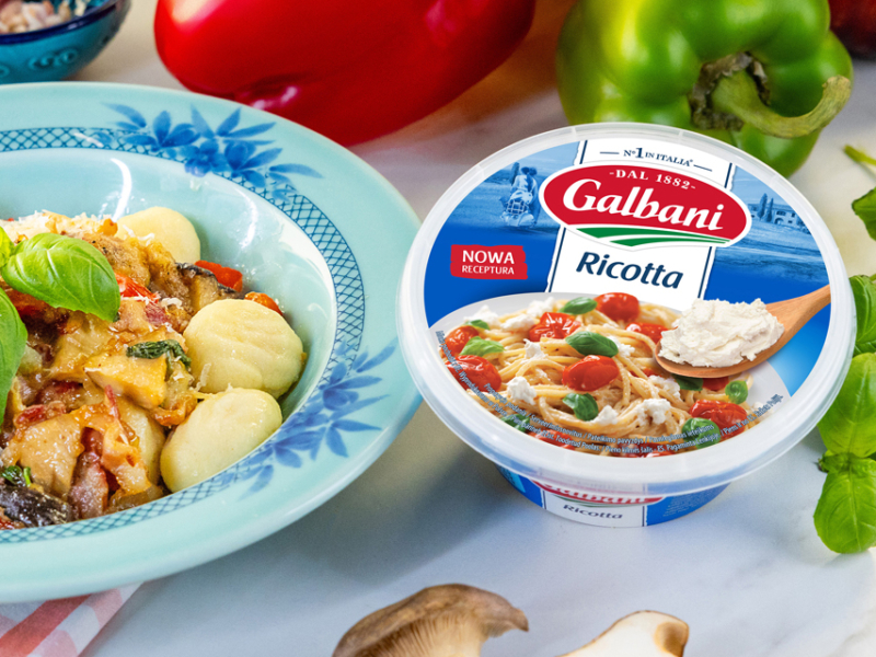 Gnocchi z ricottą, z pancettą, boczniakiem i papryką