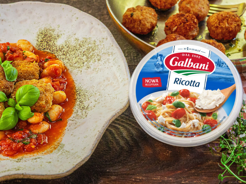 Klopsiki z serem ricotta i fasolą borlotti