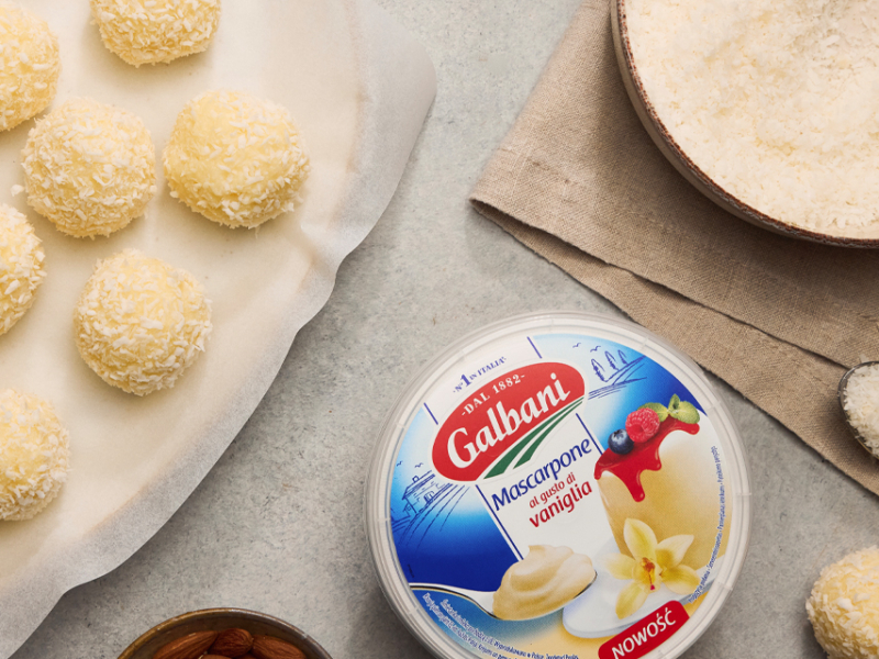 Trufle kokosowe z mascarpone  waniliowym